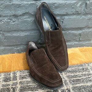 Brunomagli Mens Dark Brown Suede Slip-Ons